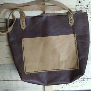 Custom Hand Made Leather Shoulder Tote (medium to large